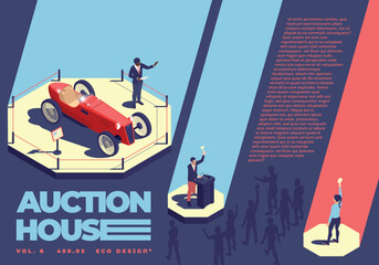 Vintage Car Auction Illustration