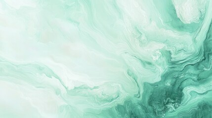 Obraz premium Abstract green and white marbled texture with smooth flowing patterns.