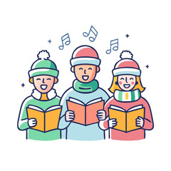 Fototapeta premium carolers singing vector art, flat illustration carolers singing icon