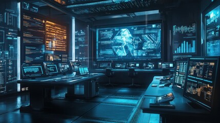 Obraz premium Futuristic Control Room - High Tech Interior