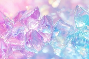 A close-up of colorful, translucent crystals with a dreamy, iridescent quality.