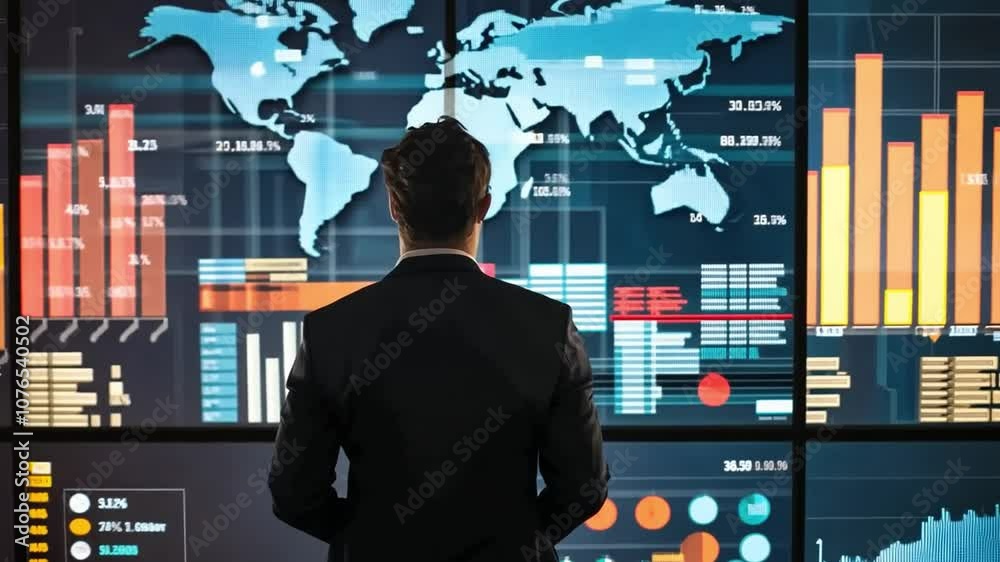 Wall mural a business analytics expert using data visualizations to drive business decisions, analyzing trends 