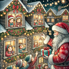 Obraz premium Perfect for holiday greetings, capturing a magical, vintage scene with festive charm and a touch of fairy-tale wonder