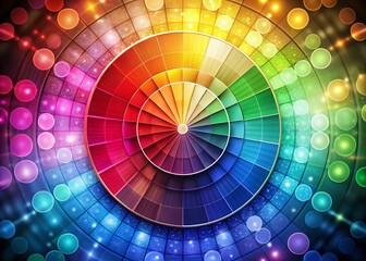 Obraz premium Stunning Color Wheel Poster with Bokeh Effect Showcasing Vibrant Hues and Shades for Artistic Inspiration and Creative Projects, Perfect for Home Decor and Educational Use