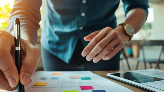 A business model transformation consultant guiding a company through restructuring for improved efficiency