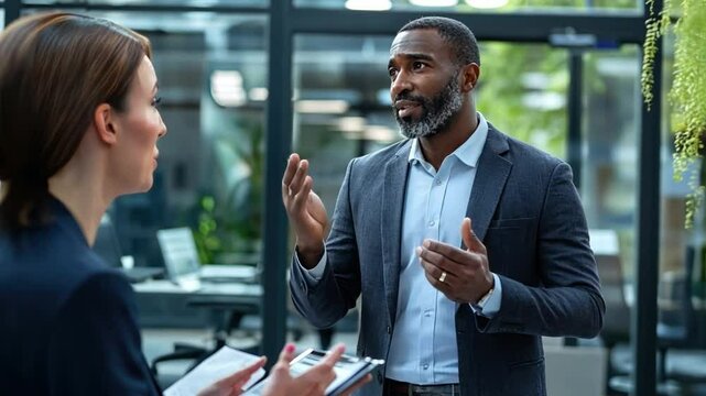 A business model transformation consultant guiding a company through restructuring for improved efficiency