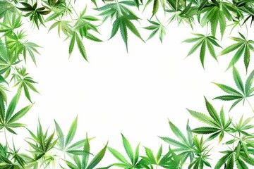 Naklejka premium Green Hemp Leaves Border Design for Creative Projects