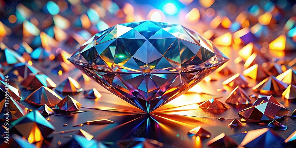 Poster Stunning Lowpoly Diamondlike 3D Texture Background Highlighting Sharp Edges and Light Play with High Depth of Field for Creative Design and Visual Projects
