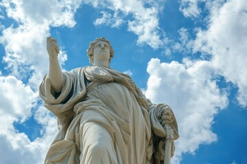 Fototapeta premium Majestic Statue Against Blue Sky with Clouds