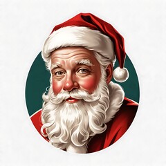 Jolly Santa Claus Santa portrait vintage art isolated on transparent background 