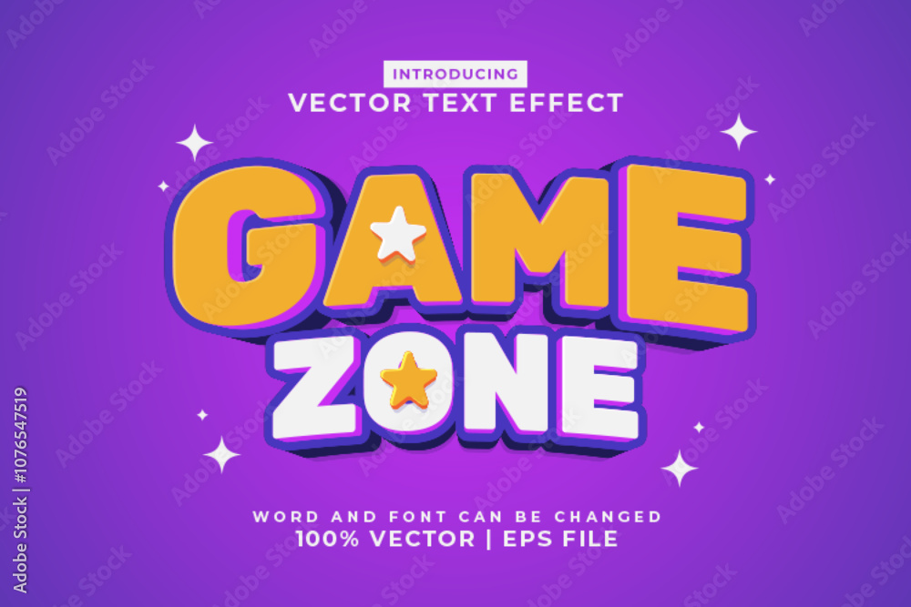 Fototapete editable text effect game zone 3d cartoon template style premium vector