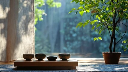 A peaceful at-home meditation session, focusing on relaxation and mindfulness in a serene setting