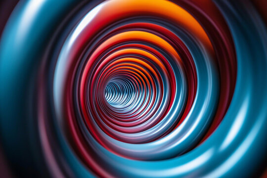 Colorful abstract tunnel design with swirling patterns and reflections