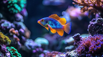 Obraz premium Vibrant Fish Swimming in Colorful Coral Reef