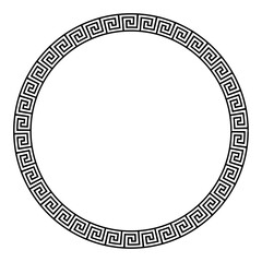 Circle greek pattern isolated on black background