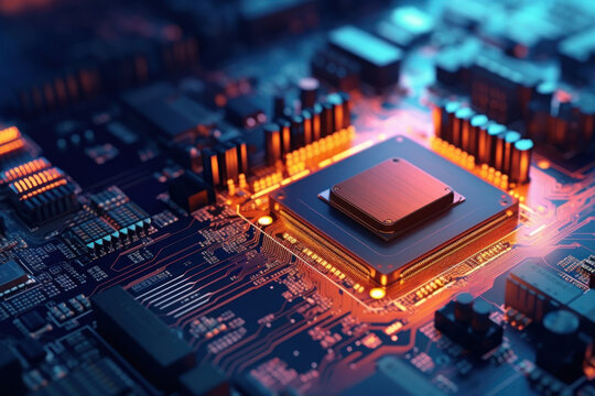 Photo of a computer desktop with cpu isolated on a color background.