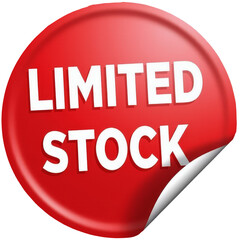 Obraz premium A vibrant red circular sticker with a glossy finish on a transparent background, featuring the word 