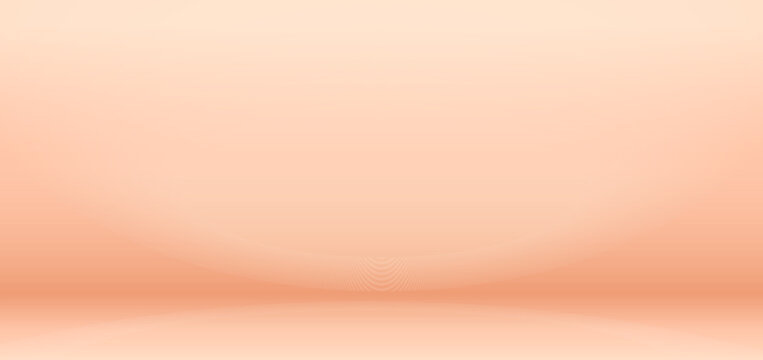 Peach Beige color studio background. Abstract empty room with soft light for product presentation. Simple gradient bg with podium. Vector illustration with cream clean wall and floor