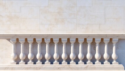 Fototapeta premium 3D Render of a Simple White Marble Balcony Railing with Classical Elements