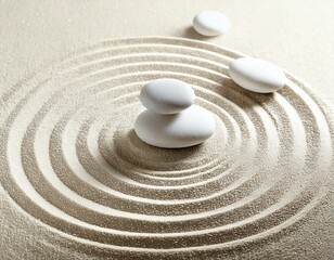 sandy zen garden with stones