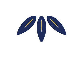 竹の葉　笹のシルエット　和風アイコン紺色
