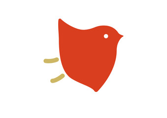 浜千鳥のシルエット 和風アイコン 赤色