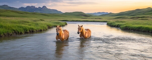 Horse Outdoors in Quiet Evening Discover Gentle Shadows and the Enchanting Golden Hour Atmosphere for Tranquil Photography Inspired by Nature's Serenity and Beauty