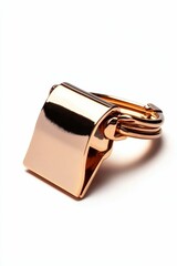 Shiny copper key ring with a blank tag.