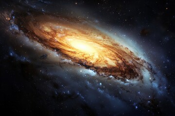 Fototapeta premium A Spiral Galaxy in Deep Space with a Bright Core and Dust Lanes