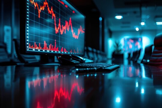 Professional Meeting Room with Downward Trend Displayed