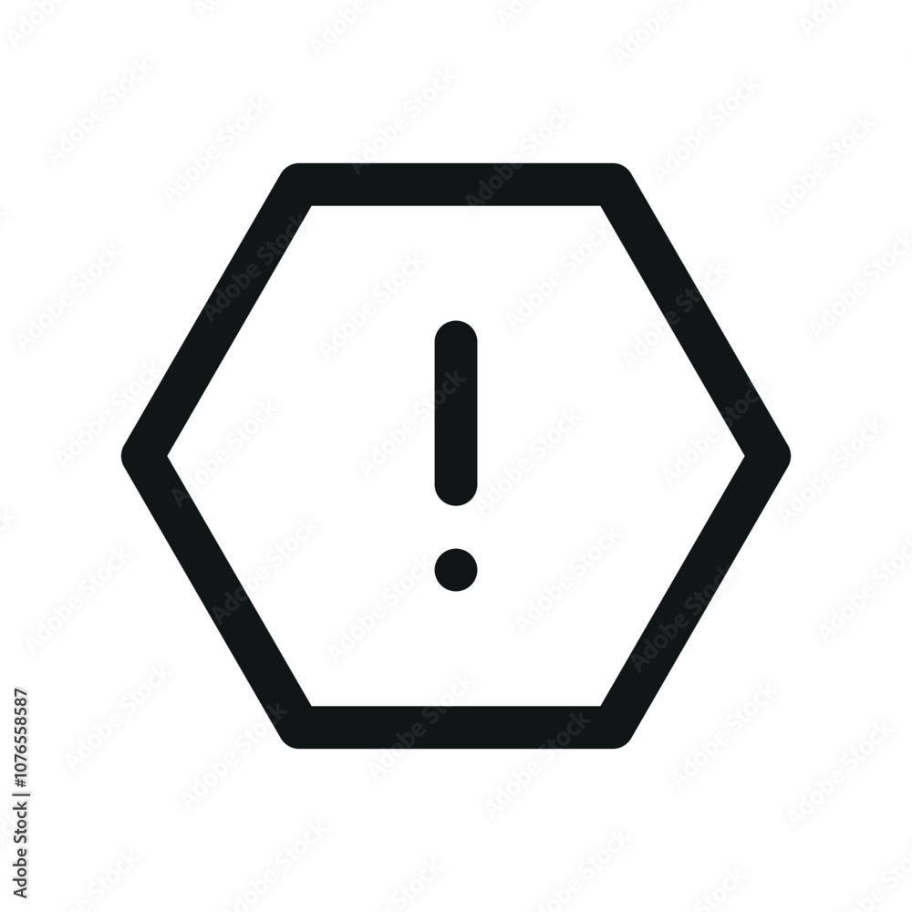 Aufkleber attention hex ui icon, warning hex simple line user interface vector symbol