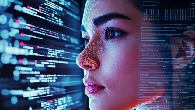 AI-generated influencer content in a futuristic digital marketing campaign, showcasing technology and creativity