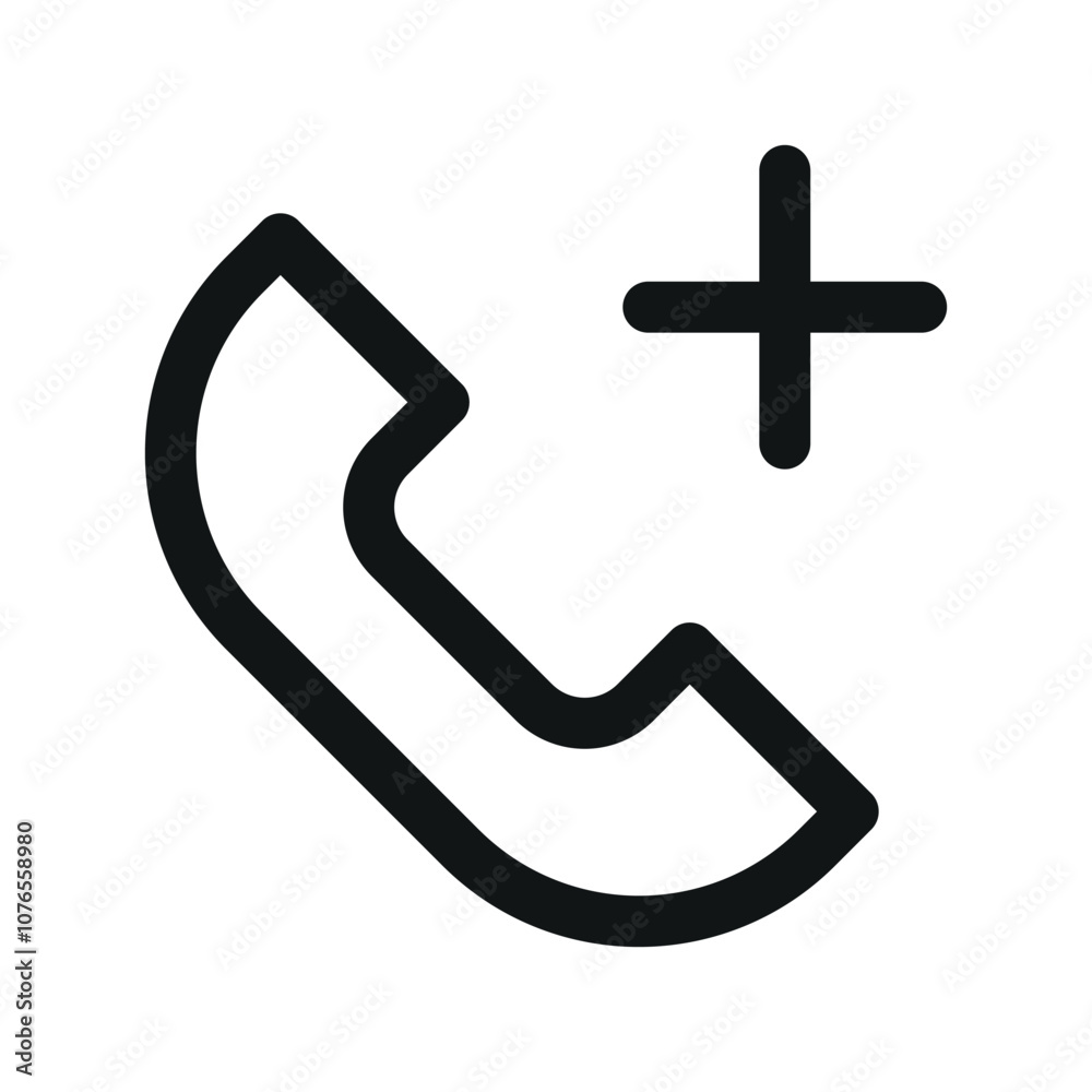 Poster telephone call plus ui icon, call plus simple line user interface vector symbol