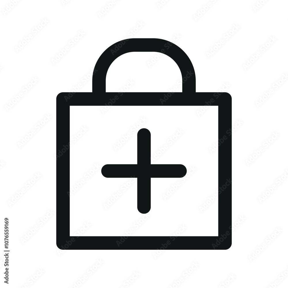 Aufkleber add shopping bag ui icon, add new order simple line user interface vector symbol
