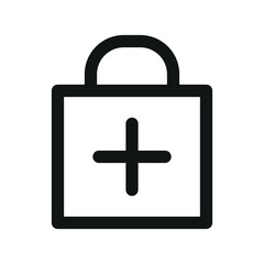 Add shopping bag UI icon, add new order simple line user interface vector symbol