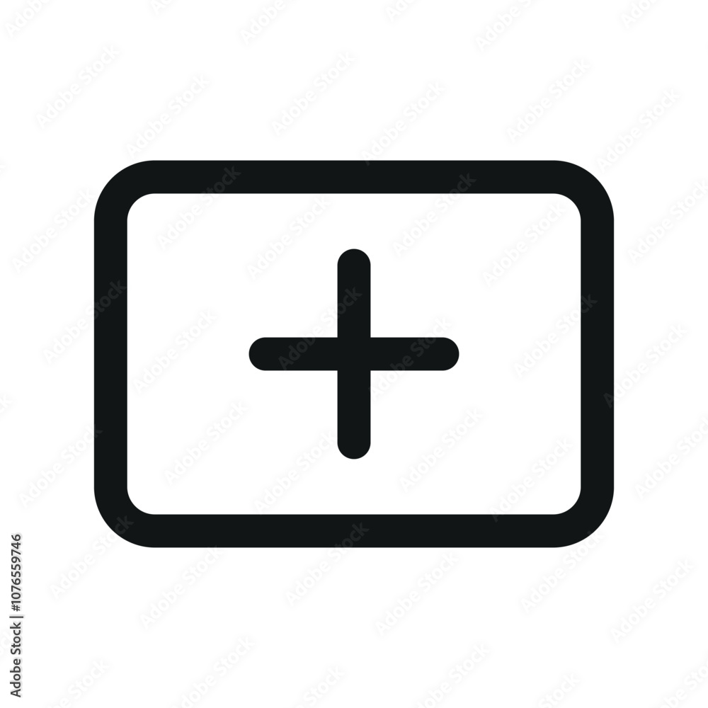 Poster add new card ui icon, new bank card simple line user interface vector symbol