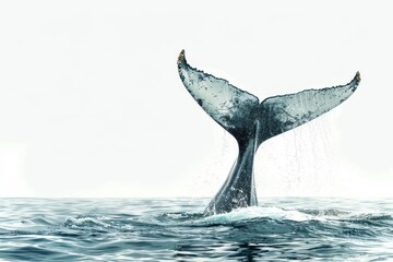 Fototapeta premium Whale tail coming out of the ocean whale animal mammal.