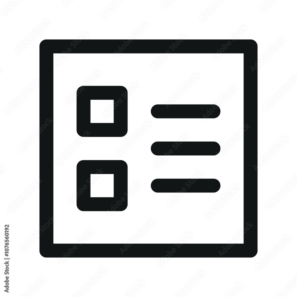Poster blank survey form ui icon, questionnaire form simple line user interface vector symbol