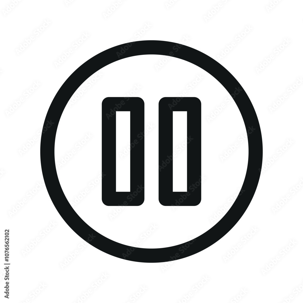 Poster pause button ui icon, round pouse simple line user interface vector symbol