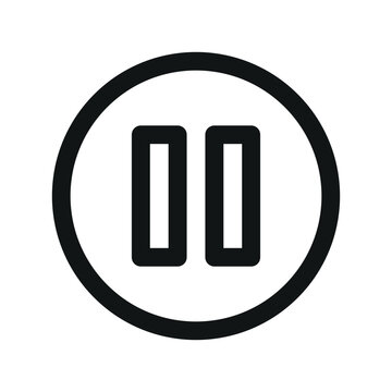 Pause button UI icon, round pouse simple line user interface vector symbol