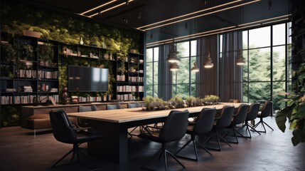 Modern Meeting Room with Green Wall