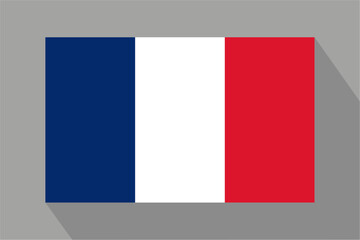 French flag with shadow, vector illustration. The national flag of France.