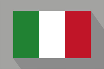 Italian flag with shadow, vector illustration. The national flag of Italy.