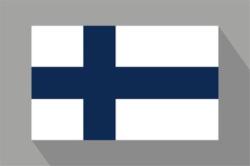 Obraz premium Finnish flag with shadow, vector illustration. The national flag of Finland.