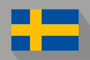 Obraz premium Swedish flag with shadow, vector illustration. The national flag of Sweden.