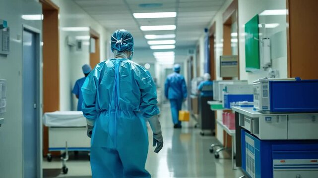 Healthcare system under pressure during the pandemic, with overwhelmed workers in hospitals and clinics.