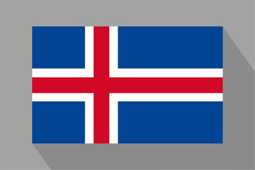 Obraz premium Icelandic flag with shadow, vector illustration. The national flag of Iceland.