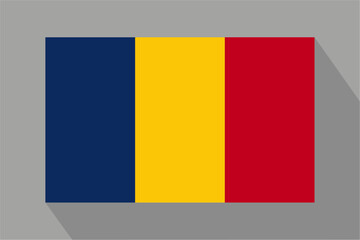 Romanian flag with shadow, vector illustration. The national flag of Romania.