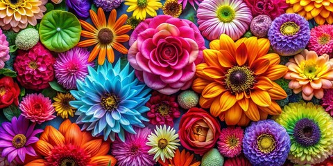 Vibrant Floral Patterns in Nature: A Beautiful Display of Colorful Flowers for Seamless Design Inspiration and Artistic Backdrops