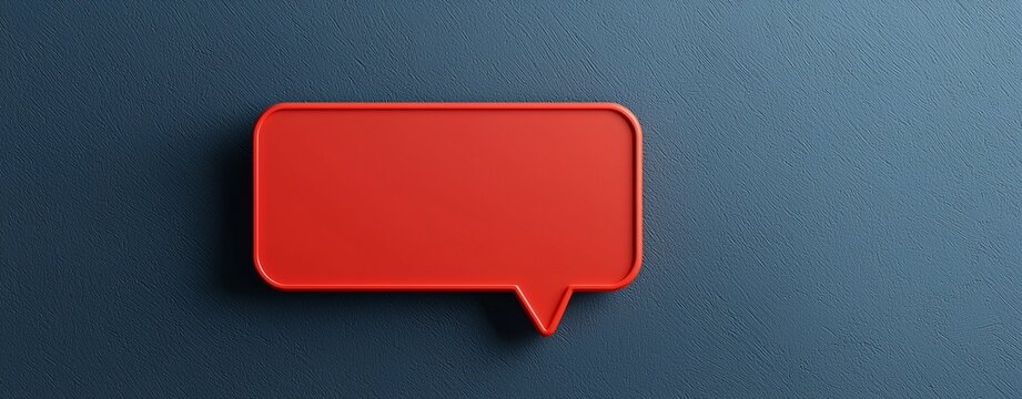 A vibrant red speech bubble on a blue background for effective communication visual.